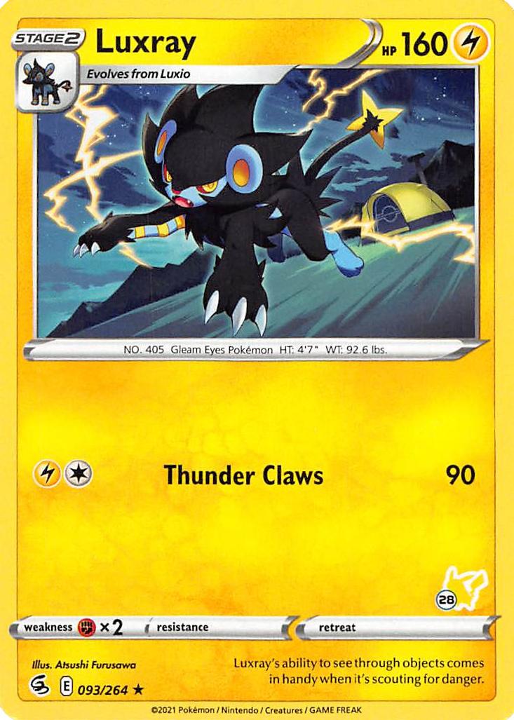 Luxray (093/264) (Pikachu Stamp #28) [Battle Academy 2022] | Dragon's Lair Comics and Fantasy Houston TX