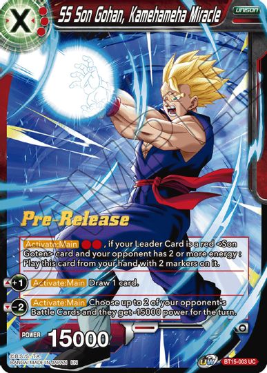 SS Son Gohan, Kamehameha Miracle (BT15-003) [Saiyan Showdown Prerelease Promos] | Dragon's Lair Comics and Fantasy Houston TX