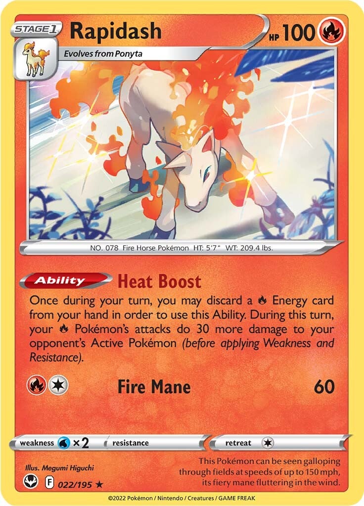 Rapidash (022/195) (Theme Deck Exclusive) [Sword & Shield: Silver Tempest] | Dragon's Lair Comics and Fantasy Houston TX