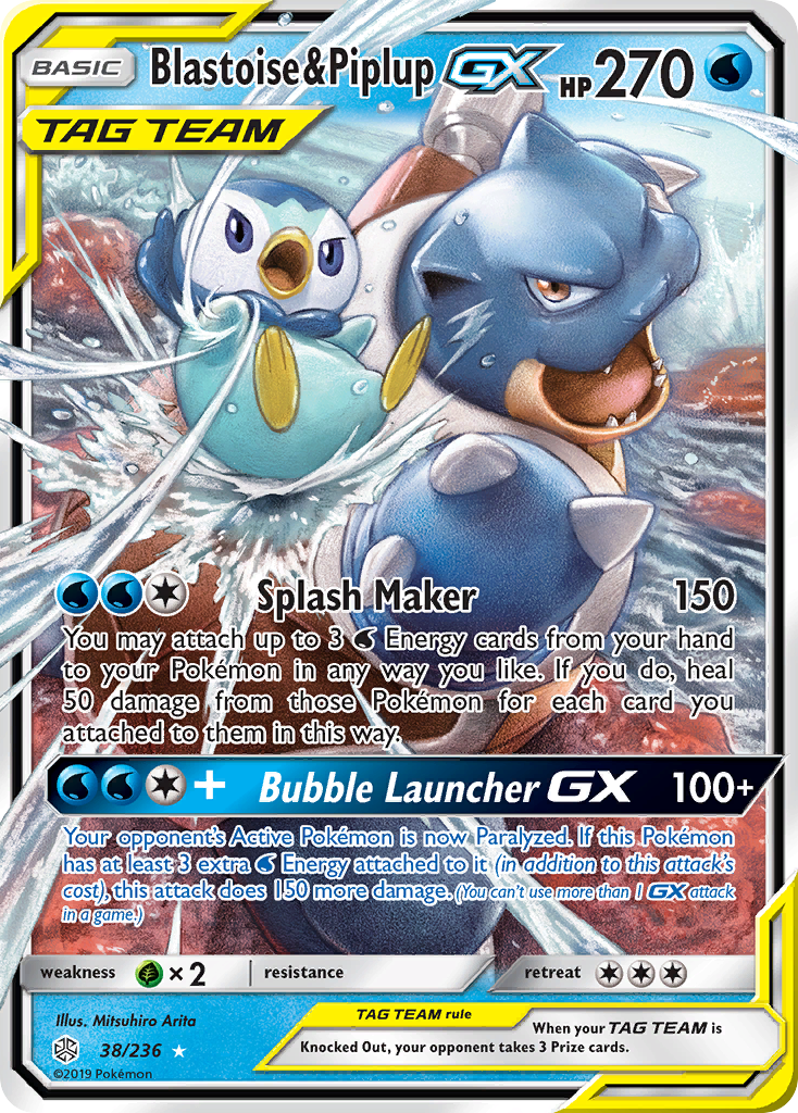 Blastoise & Piplup GX (38/236) [Sun & Moon: Cosmic Eclipse] | Dragon's Lair Comics and Fantasy Houston TX