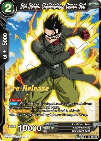 Son Gohan, Challenging a Demon God (BT16-103) [Realm of the Gods Prerelease Promos] | Dragon's Lair Comics and Fantasy Houston TX