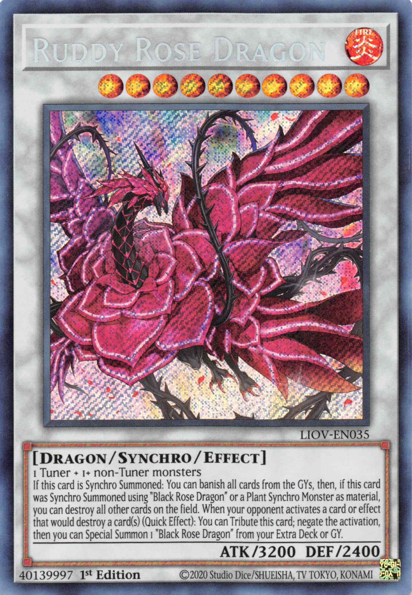 Ruddy Rose Dragon [LIOV-EN035] Secret Rare | Dragon's Lair Comics and Fantasy Houston TX