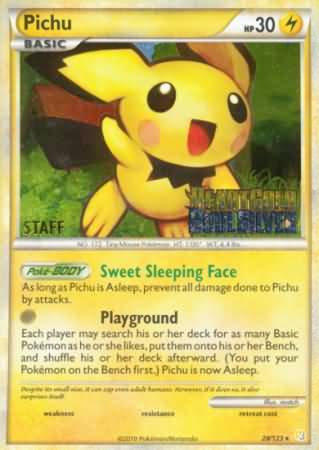 Pichu (28/123) (Staff Prerelease Promo) [Nintendo: Black Star Promos] | Dragon's Lair Comics and Fantasy Houston TX