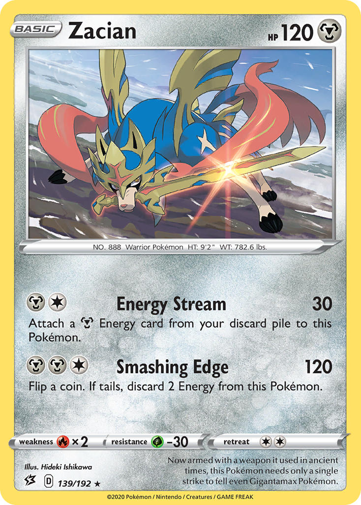 Zacian (139/192) (Cracked Ice Holo) (Theme Deck Exclusives) [Sword & Shield: Rebel Clash] | Dragon's Lair Comics and Fantasy Houston TX