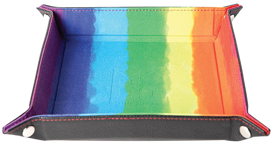 MDG Velvet Folding Dice Tray with Leather Backing: 10` x 10` Watercolor Rainbow | Dragon's Lair Comics and Fantasy Houston TX