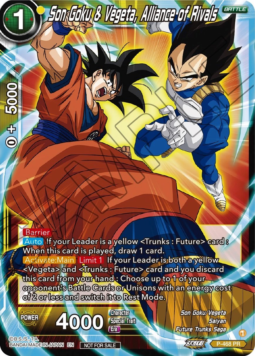 Son Goku & Vegeta, Alliance of Rivals (Z03 Dash Pack) (P-468) [Promotion Cards] | Dragon's Lair Comics and Fantasy Houston TX