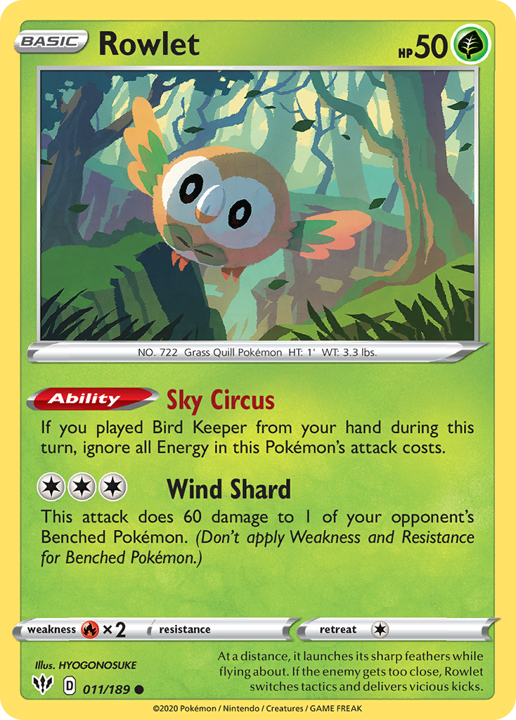 Rowlet (011/189) [Sword & Shield: Darkness Ablaze] | Dragon's Lair Comics and Fantasy Houston TX