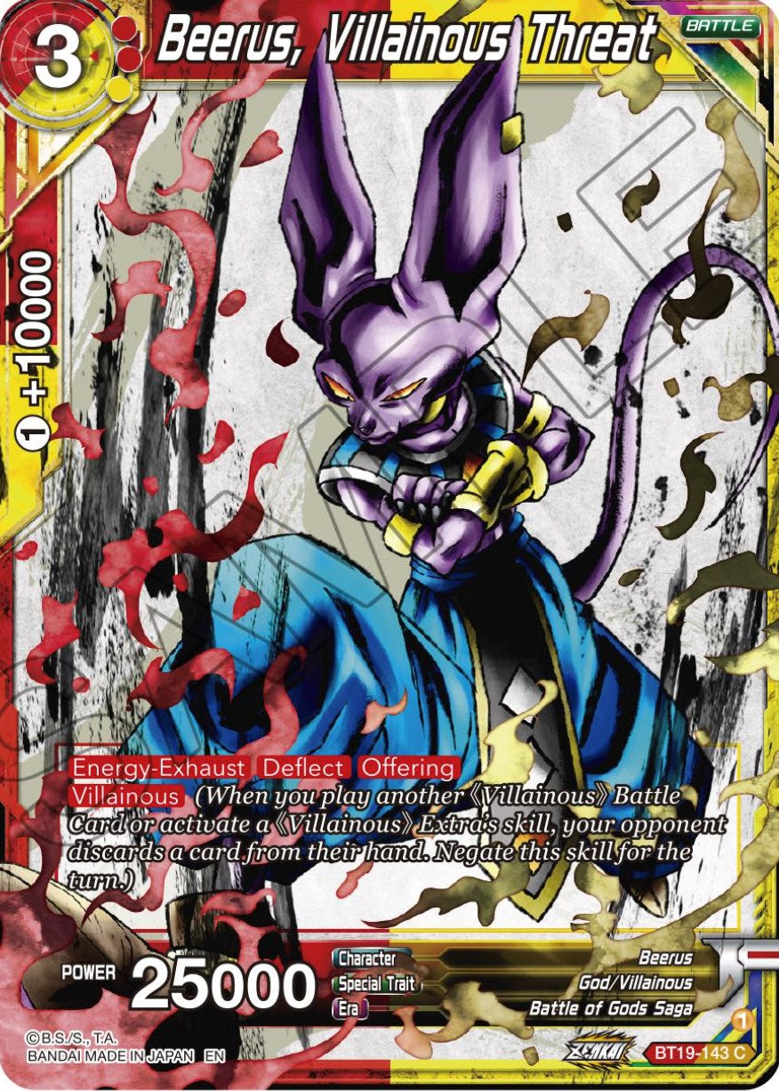 Beerus, Villainous Threat (BT19-143) [Fighter's Ambition] | Dragon's Lair Comics and Fantasy Houston TX