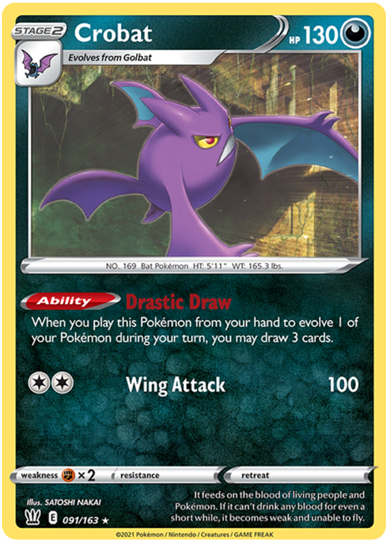 Crobat (091/163) (Theme Deck Exclusive) [Sword & Shield: Battle Styles] | Dragon's Lair Comics and Fantasy Houston TX