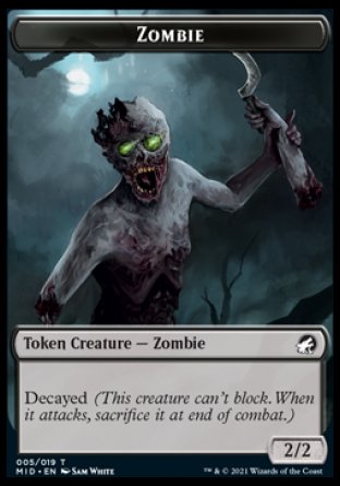 Zombie (005) // Elemental Double-Sided Token [Innistrad: Midnight Hunt Tokens] | Dragon's Lair Comics and Fantasy Houston TX