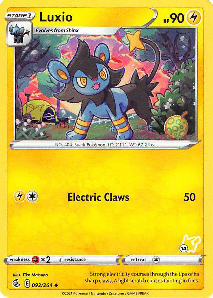 Luxio (092/264) (Pikachu Stamp #14) [Battle Academy 2022] | Dragon's Lair Comics and Fantasy Houston TX