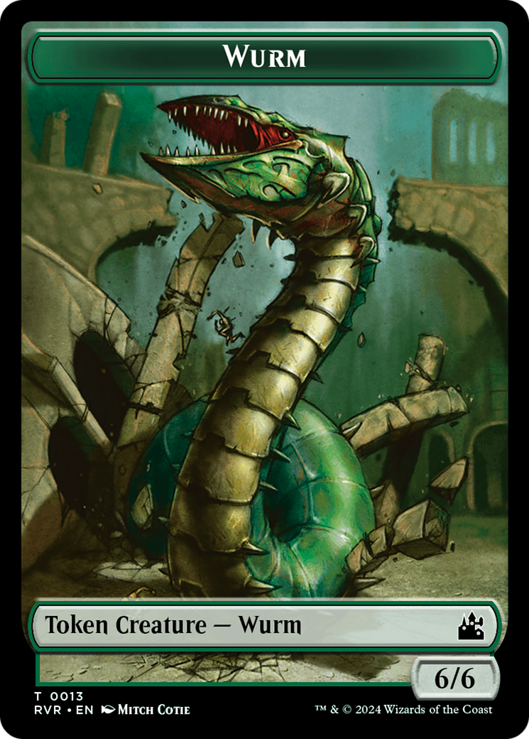 Elf Knight // Wurm Double-Sided Token [Ravnica Remastered Tokens] | Dragon's Lair Comics and Fantasy Houston TX