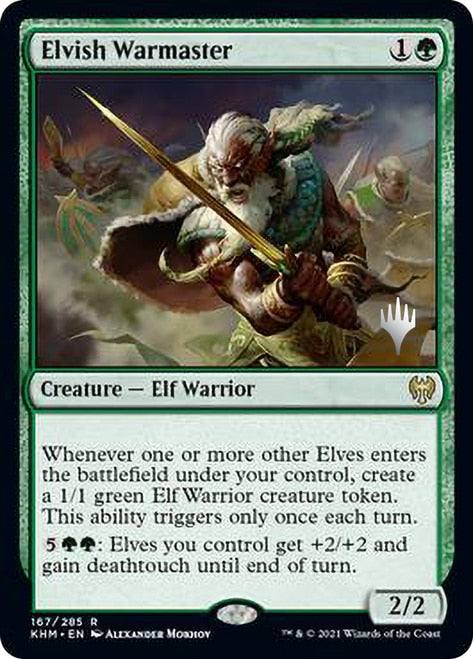 Elvish Warmaster (Promo Pack) [Kaldheim Promos] | Dragon's Lair Comics and Fantasy Houston TX