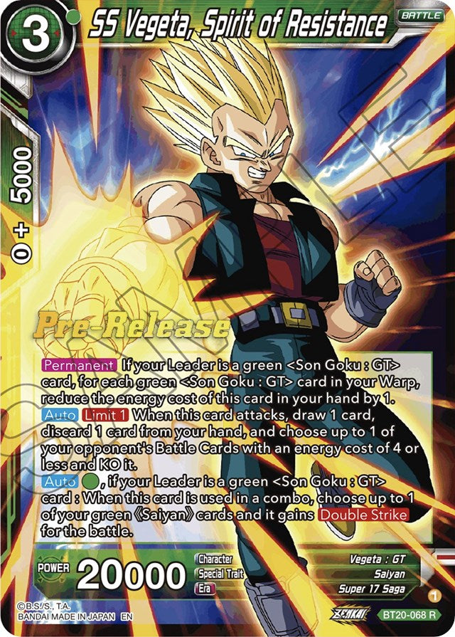 SS Vegeta, Spirit of Resistance (BT20-068) [Power Absorbed Prerelease Promos] | Dragon's Lair Comics and Fantasy Houston TX