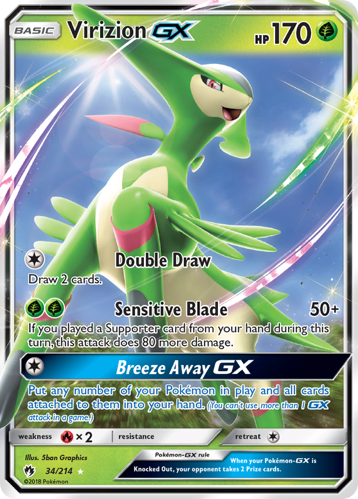 Virizion GX (34/214) [Sun & Moon: Lost Thunder] | Dragon's Lair Comics and Fantasy Houston TX