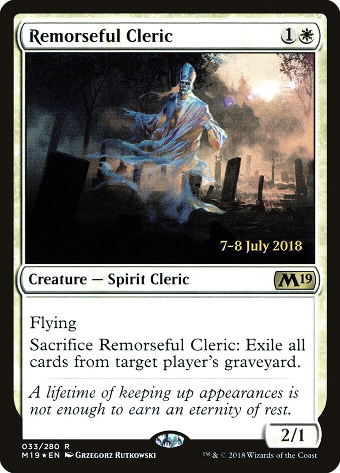 Remorseful Cleric [Core Set 2019 Prerelease Promos] | Dragon's Lair Comics and Fantasy Houston TX