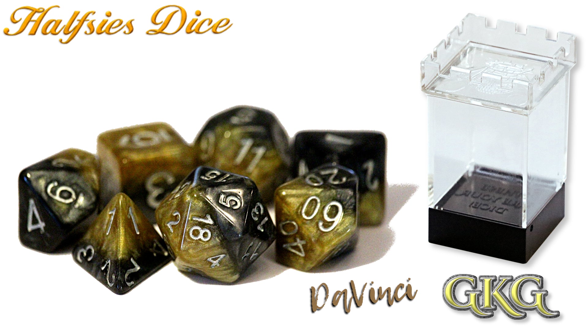 Halfsies Dice: DaVinci - Upgraded Case (7 Polyhedral Dice Set) | Dragon's Lair Comics and Fantasy Houston TX