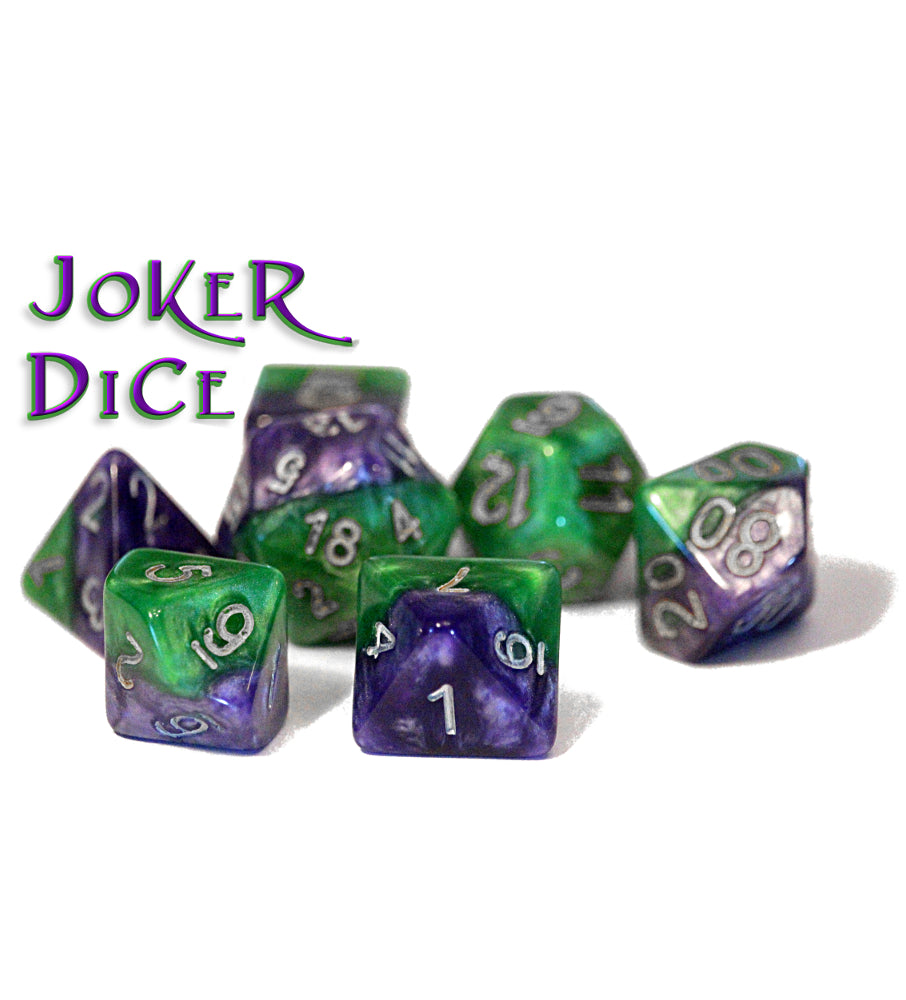 Halfsies Dice: Joker - Upgraded Case (7 Polyhedral Dice Set) | Dragon's Lair Comics and Fantasy Houston TX