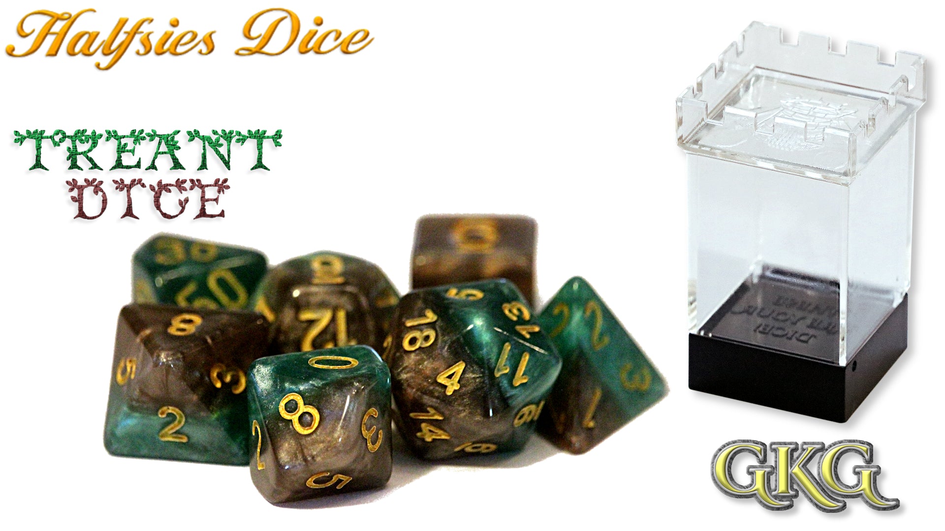 Halfsies Dice: Treant - Upgraded Case (7 Polyhedral Dice Set) | Dragon's Lair Comics and Fantasy Houston TX