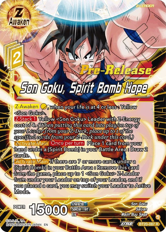 Son Goku, Spirit Bomb Hope (BT20-087) [Power Absorbed Prerelease Promos] | Dragon's Lair Comics and Fantasy Houston TX