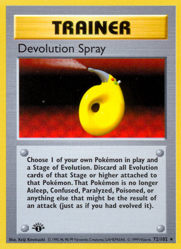 Devolution Spray (72/102) (Shadowless) [Base Set 1st Edition] | Dragon's Lair Comics and Fantasy Houston TX