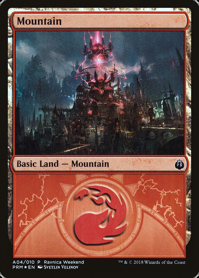 Mountain (A04) [Ravnica Allegiance Ravnica Weekend] | Dragon's Lair Comics and Fantasy Houston TX