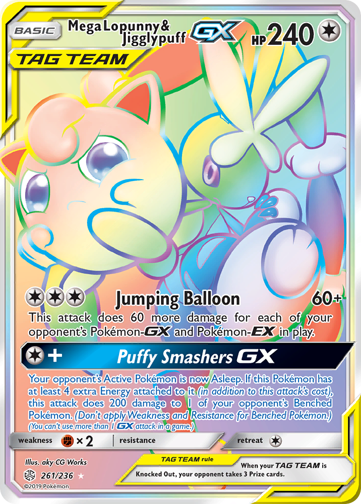 Mega Lopunny & Jigglypuff GX (261/236) [Sun & Moon: Cosmic Eclipse] | Dragon's Lair Comics and Fantasy Houston TX