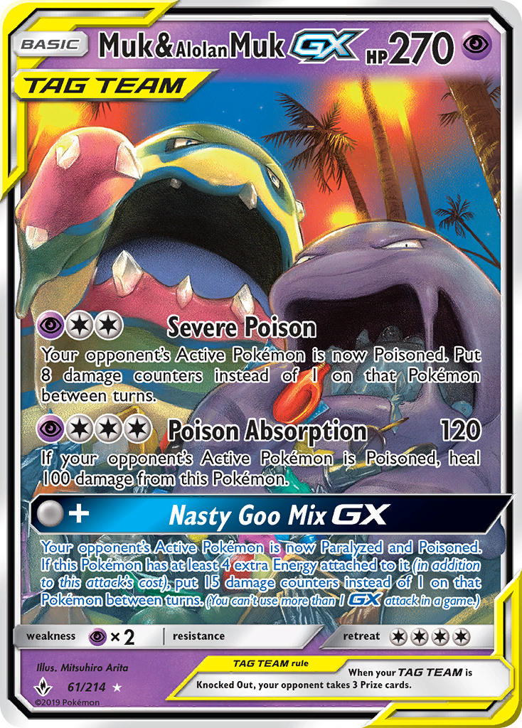 Muk & Alolan Muk GX (61/214) [Sun & Moon: Unbroken Bonds] | Dragon's Lair Comics and Fantasy Houston TX