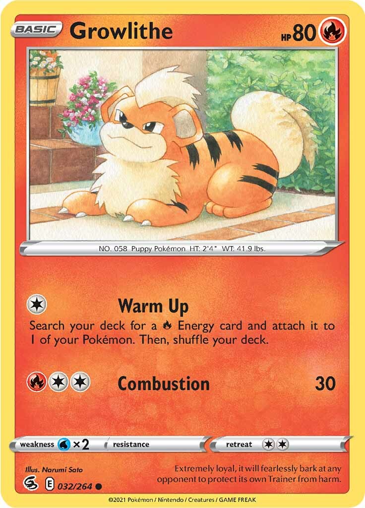 Growlithe (032/264) [Sword & Shield: Fusion Strike] | Dragon's Lair Comics and Fantasy Houston TX