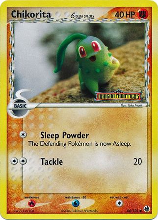 Chikorita (44/101) (Delta Species) (Stamped) [EX: Dragon Frontiers] | Dragon's Lair Comics and Fantasy Houston TX