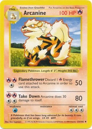 Arcanine (23/102) [Base Set Shadowless Unlimited] | Dragon's Lair Comics and Fantasy Houston TX