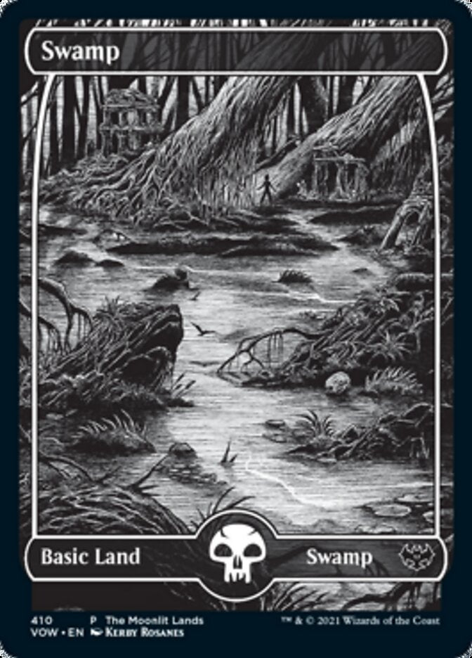 Swamp (The Moonlit Lands) (Foil Etched) [Innistrad: Crimson Vow Promos] | Dragon's Lair Comics and Fantasy Houston TX