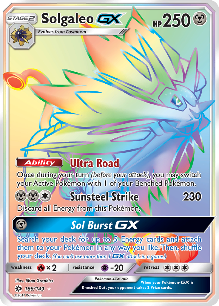 Solgaleo GX (155/149) [Sun & Moon: Base Set] | Dragon's Lair Comics and Fantasy Houston TX