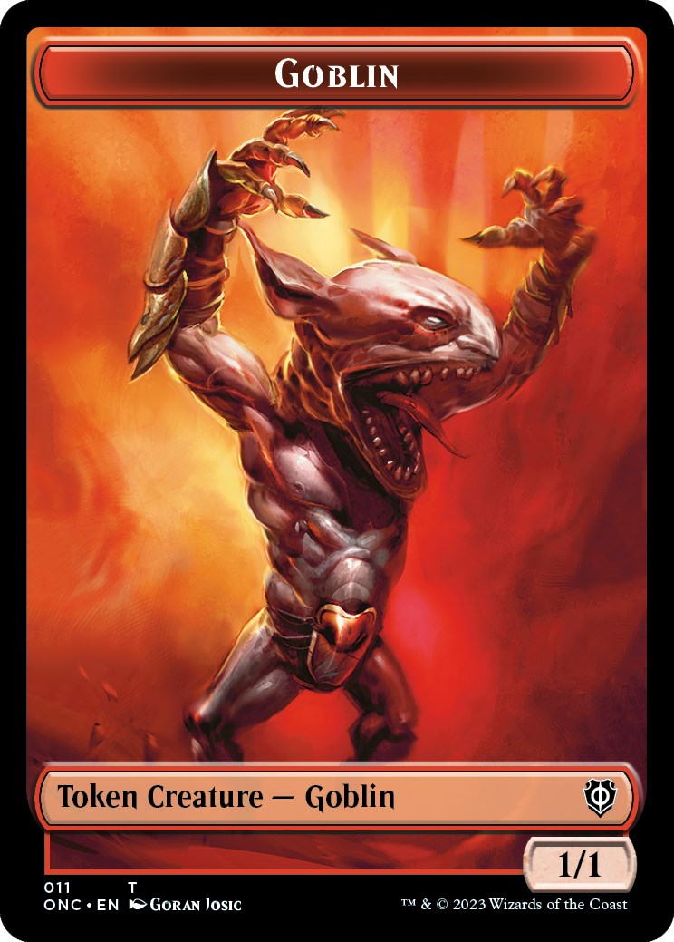 Rebel // Goblin Double-Sided Token [Phyrexia: All Will Be One Commander Tokens] | Dragon's Lair Comics and Fantasy Houston TX