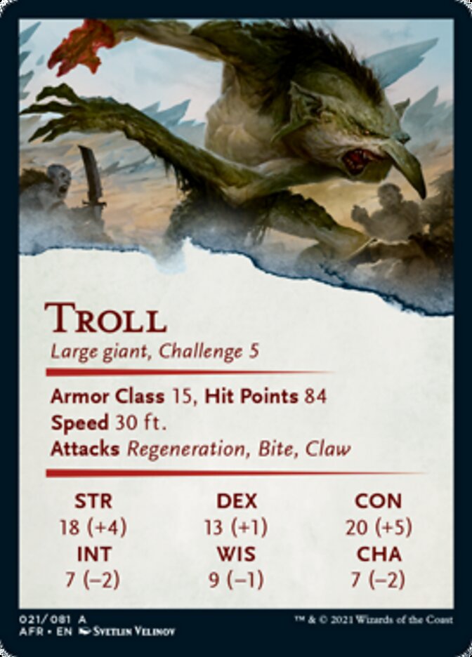 Troll Art Card (Gold-Stamped Signature) [Dungeons & Dragons: Adventures in the Forgotten Realms Art Series] | Dragon's Lair Comics and Fantasy Houston TX