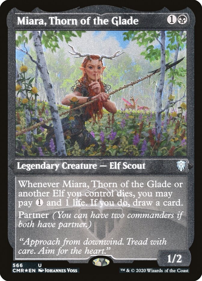 Miara, Thorn of the Glade (Etched) [Commander Legends] | Dragon's Lair Comics and Fantasy Houston TX