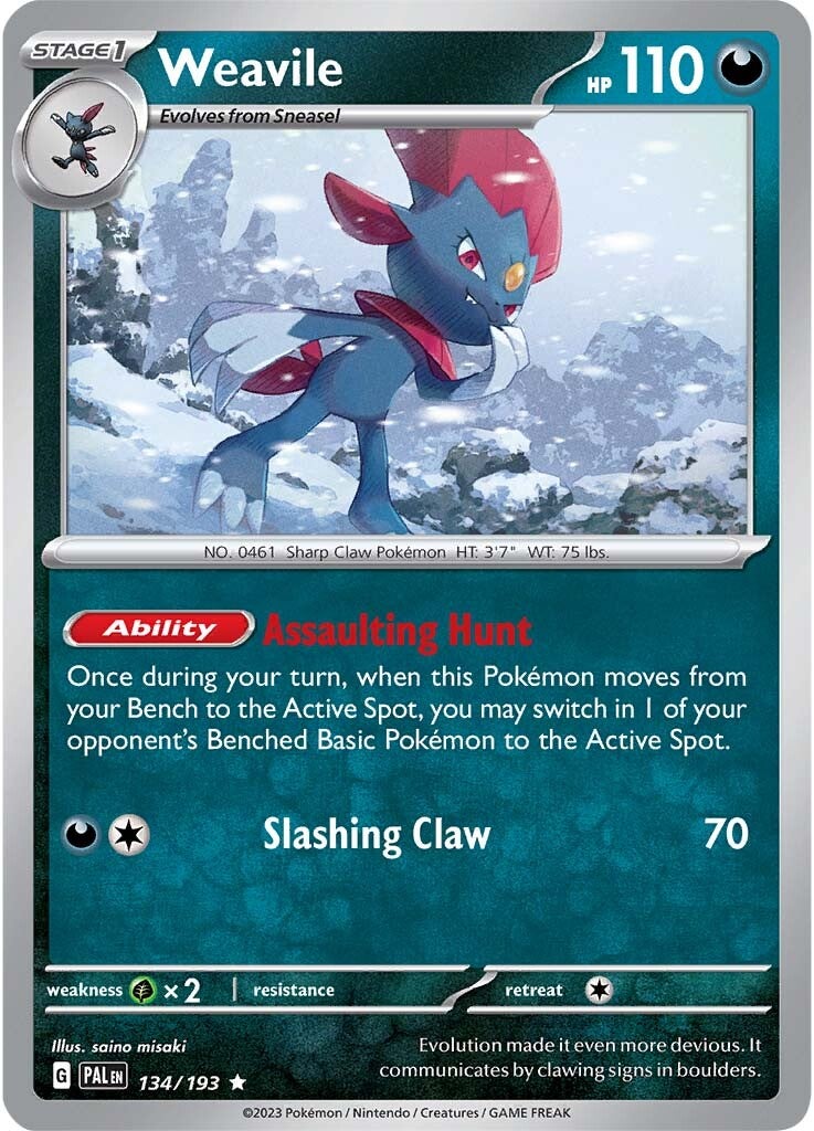 Weavile (134/193) [Scarlet & Violet: Paldea Evolved] | Dragon's Lair Comics and Fantasy Houston TX