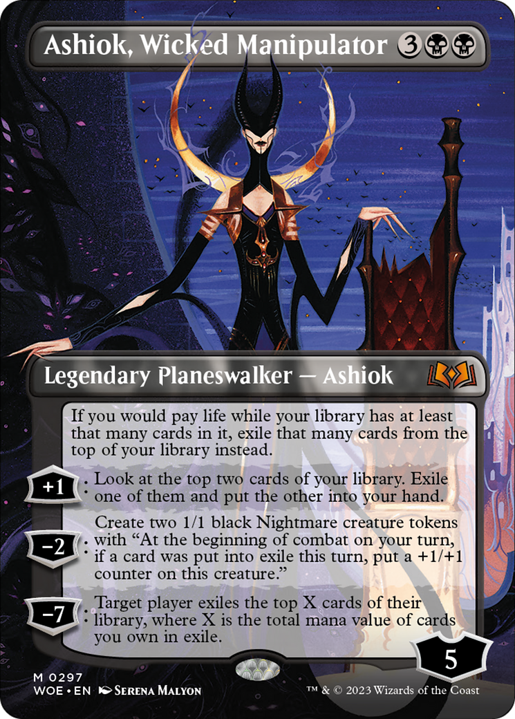 Ashiok, Wicked Manipulator (Borderless Alternate Art) [Wilds of Eldraine] | Dragon's Lair Comics and Fantasy Houston TX