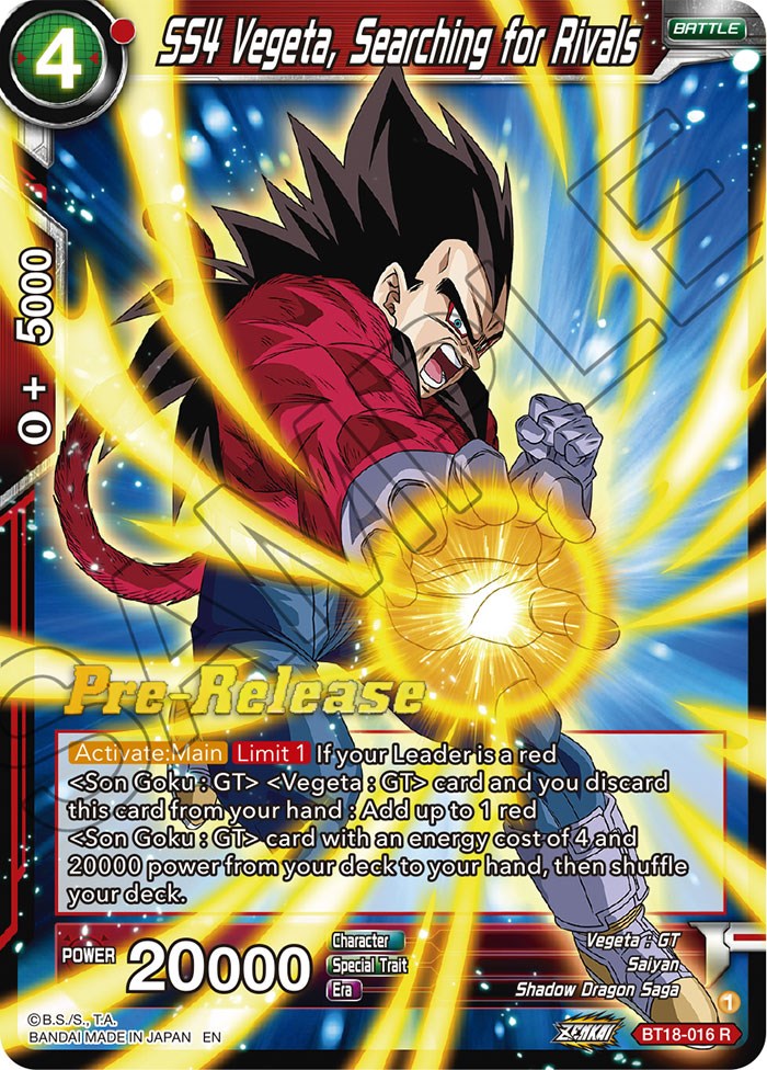 SS4 Vegeta, Searching for Rivals (BT18-016) [Dawn of the Z-Legends Prerelease Promos] | Dragon's Lair Comics and Fantasy Houston TX