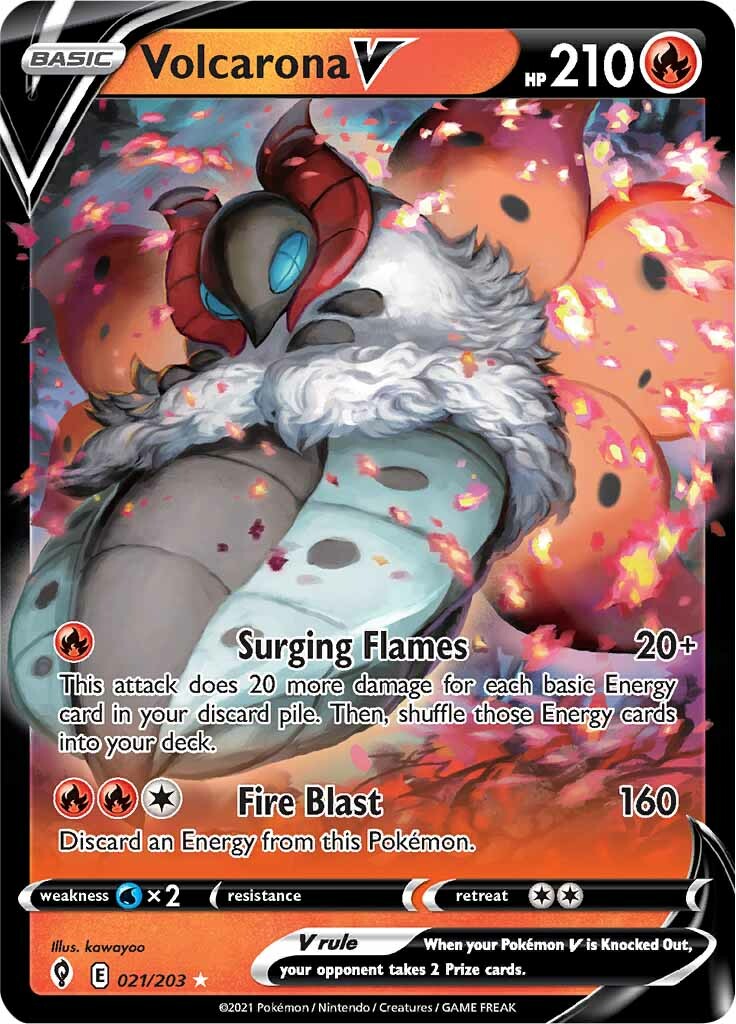 Volcarona V (021/203) [Sword & Shield: Evolving Skies] | Dragon's Lair Comics and Fantasy Houston TX