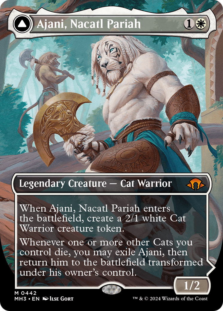 Ajani, Nacatl Pariah // Ajani, Nacatl Avenger (Borderless) [Modern Horizons 3] | Dragon's Lair Comics and Fantasy Houston TX