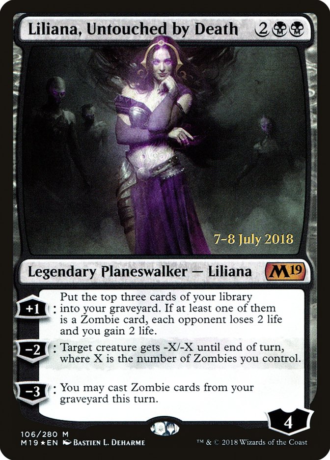 Liliana, Untouched by Death [Core Set 2019 Prerelease Promos] | Dragon's Lair Comics and Fantasy Houston TX