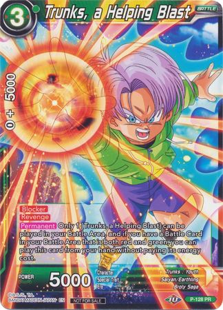 Trunks, a Helping Blast (Shop Tournament: Assault of Saiyans) (P-128) [Promotion Cards] | Dragon's Lair Comics and Fantasy Houston TX