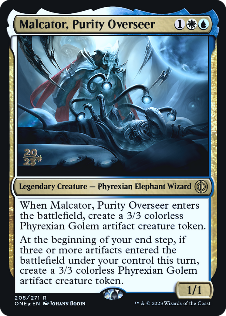 Malcator, Purity Overseer [Phyrexia: All Will Be One Prerelease Promos] | Dragon's Lair Comics and Fantasy Houston TX