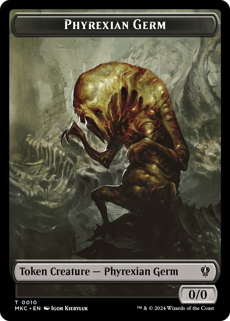 Spirit // Phyrexian Germ Double-Sided Token [Murders at Karlov Manor Commander Tokens] | Dragon's Lair Comics and Fantasy Houston TX