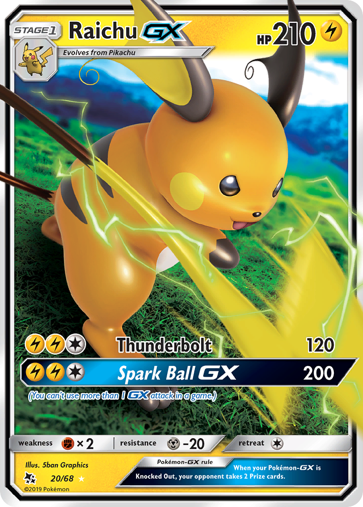 Raichu GX (20/68) [Sun & Moon: Hidden Fates] | Dragon's Lair Comics and Fantasy Houston TX