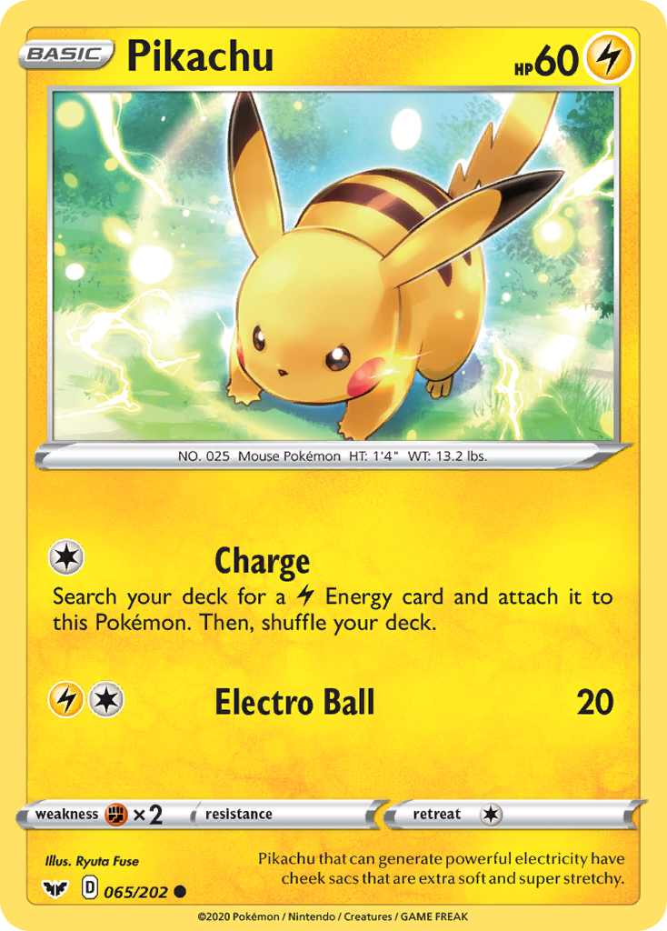 Pikachu (065/202) [Sword & Shield: Base Set] | Dragon's Lair Comics and Fantasy Houston TX