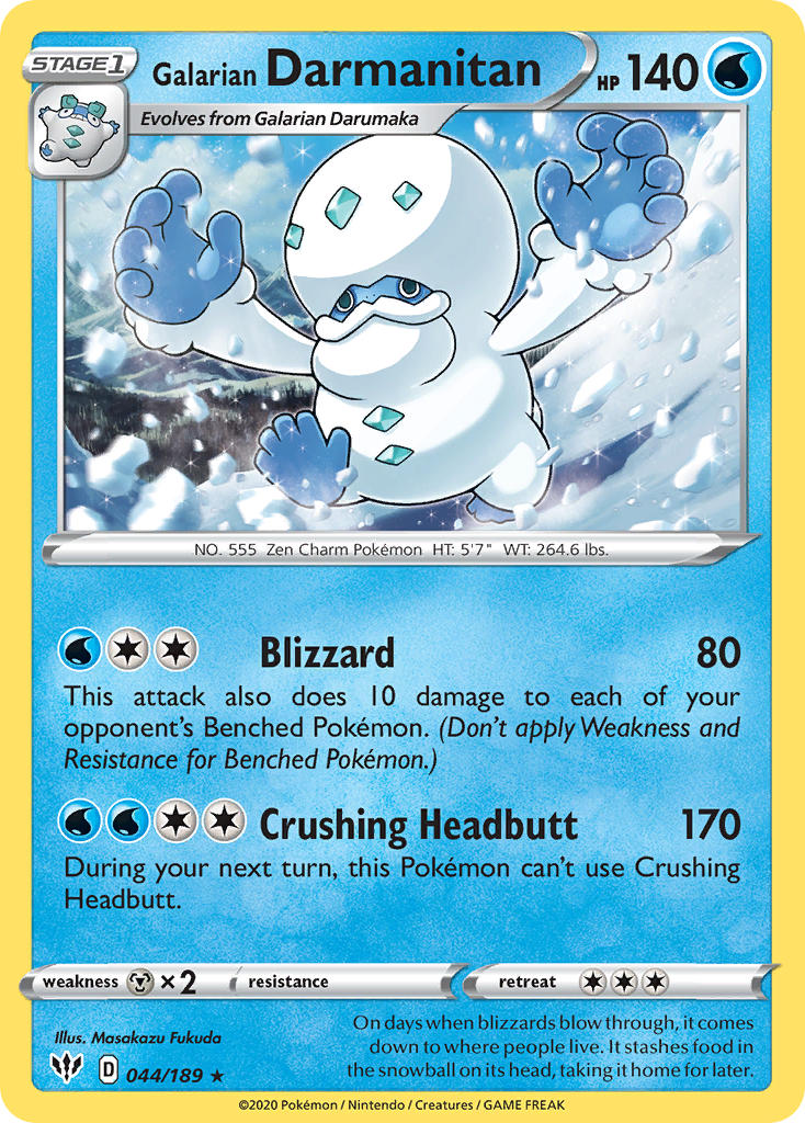 Galarian Darmanitan (044/189) (Cracked Ice Holo) (Theme Deck Exclusive) [Sword & Shield: Darkness Ablaze] | Dragon's Lair Comics and Fantasy Houston TX