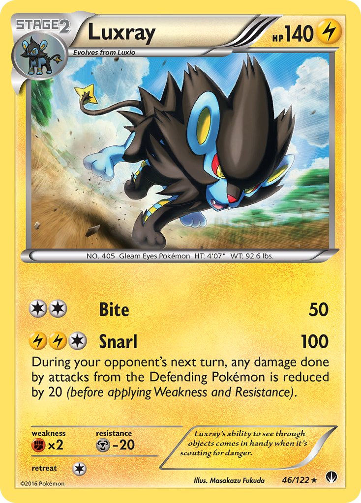 Luxray (46/122) (Cracked Ice Holo) [XY: BREAKpoint] | Dragon's Lair Comics and Fantasy Houston TX