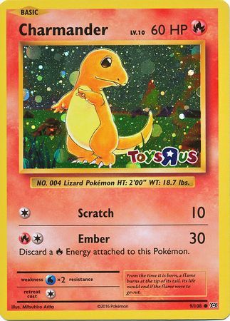 Charmander (9/108) (Toys R Us Promo) [XY: Evolutions] | Dragon's Lair Comics and Fantasy Houston TX